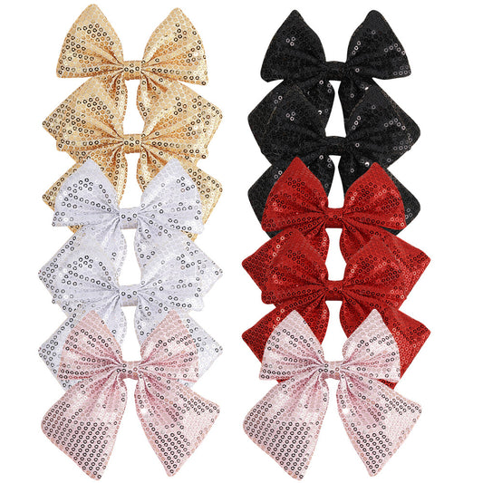 Christmas Bow Hair Clips – Solid Pearl Glitter Bow Barrettes for Girls