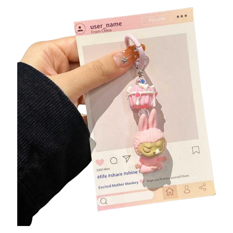 Labubu Lazy Yoga Series Plush Phone Strap – Trendy Bag & Phone Charm