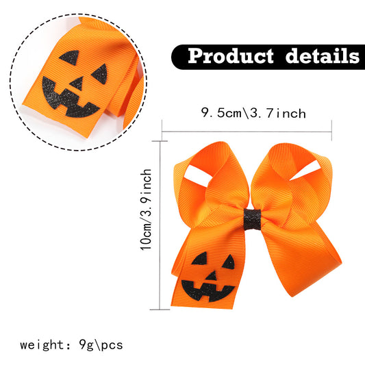 Halloween Pumpkin Face Ghost Hair Clips Bow Hairpins Girls