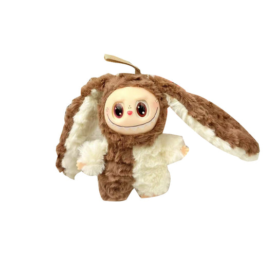 Lalabu Big Eared Vinyl Doll Keychain Sitting Plush Toy Soft Figure Charm for Bags and Keys