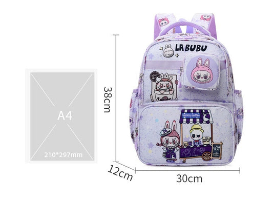 Labubu Print Trendy Print Large Backpack Back To School Bag