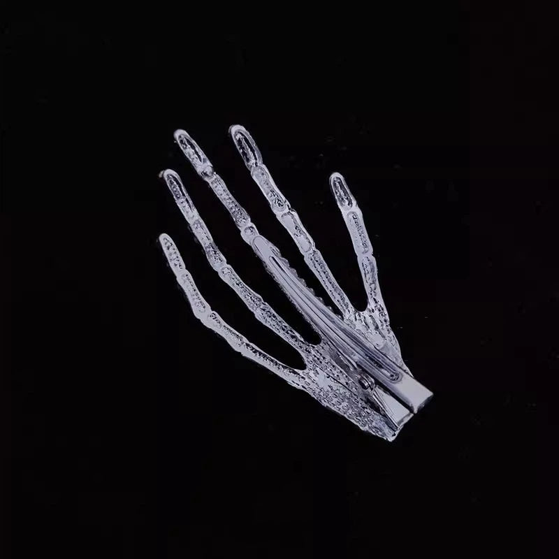 Girls Alloy Skeleton Claw Hair Clip Halloween Side Hairpin for Women