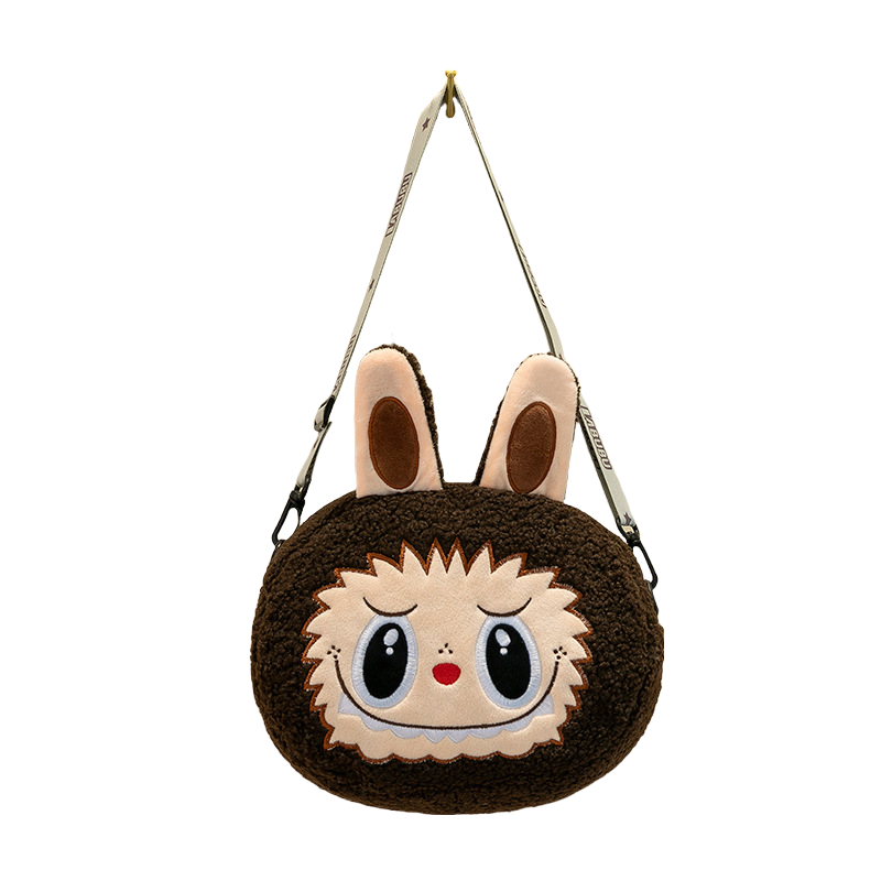 Kids Girls Labubu Soft Plush Crossbody Character Doll Bag