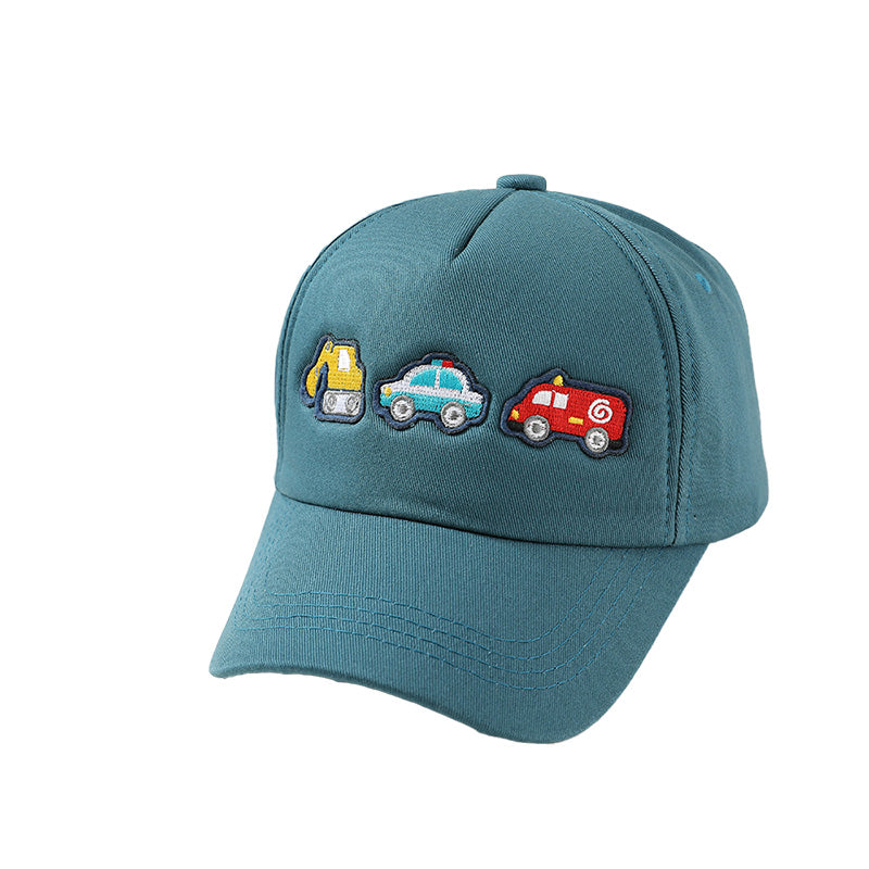 Kids Embroidered Baseball Cap Cars Fire Truck Digger Designs
