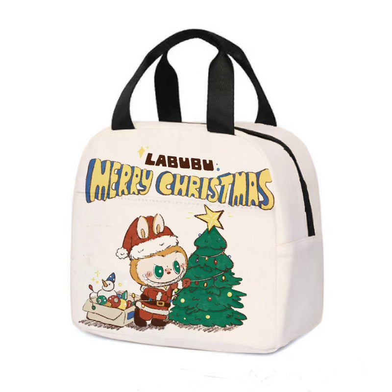 Labubu Christmas 2025 Cartoon Lunch Bag Insulated Bento Box Tote for Kids Adult