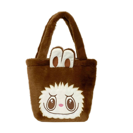 Labubu Plush Cartoon Tote Bag Soft Adorable Solid Handbag