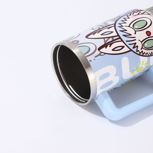 Labubu 40oz Insulated Tumbler with Handle and Straw Car Travel Mug, Hot & Cold Stainless Steel Cup