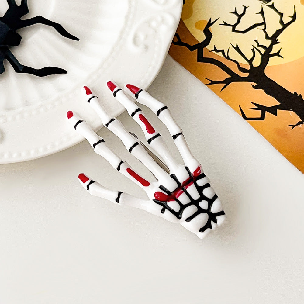 Halloween Skeleton Hand Hair Clip, Fun Spooky Party Side Hairpin Holiday Accessory
