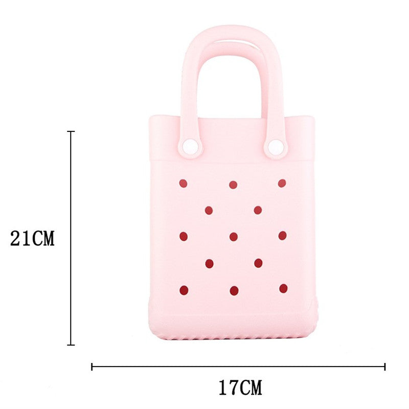 EVA Small Square Beach Bag with Hole Design Handheld Tote