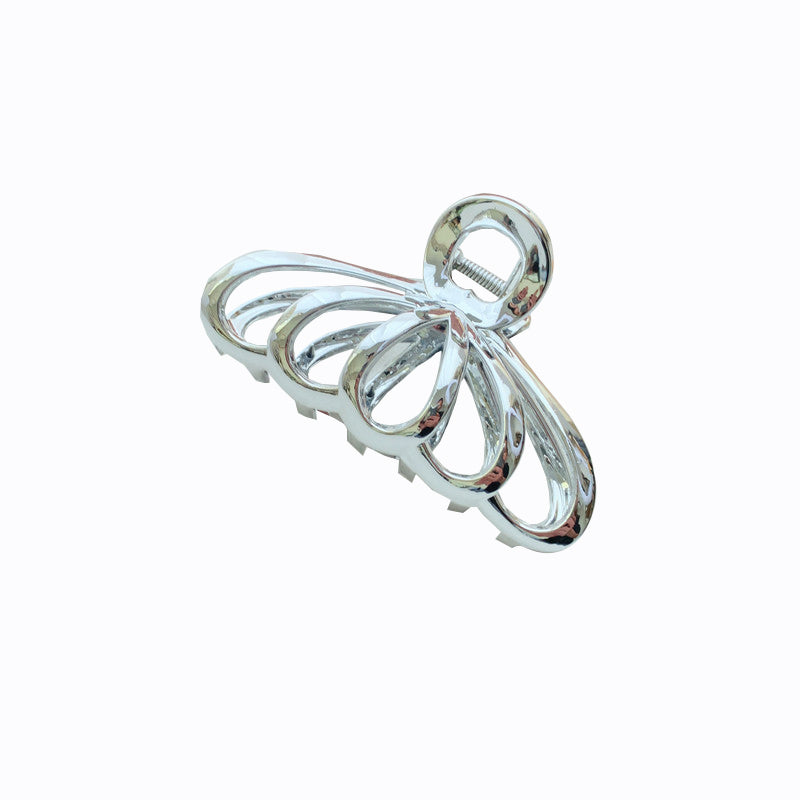 Silver Metal Hair Claw Clips Elegant Bow & Floral Designs