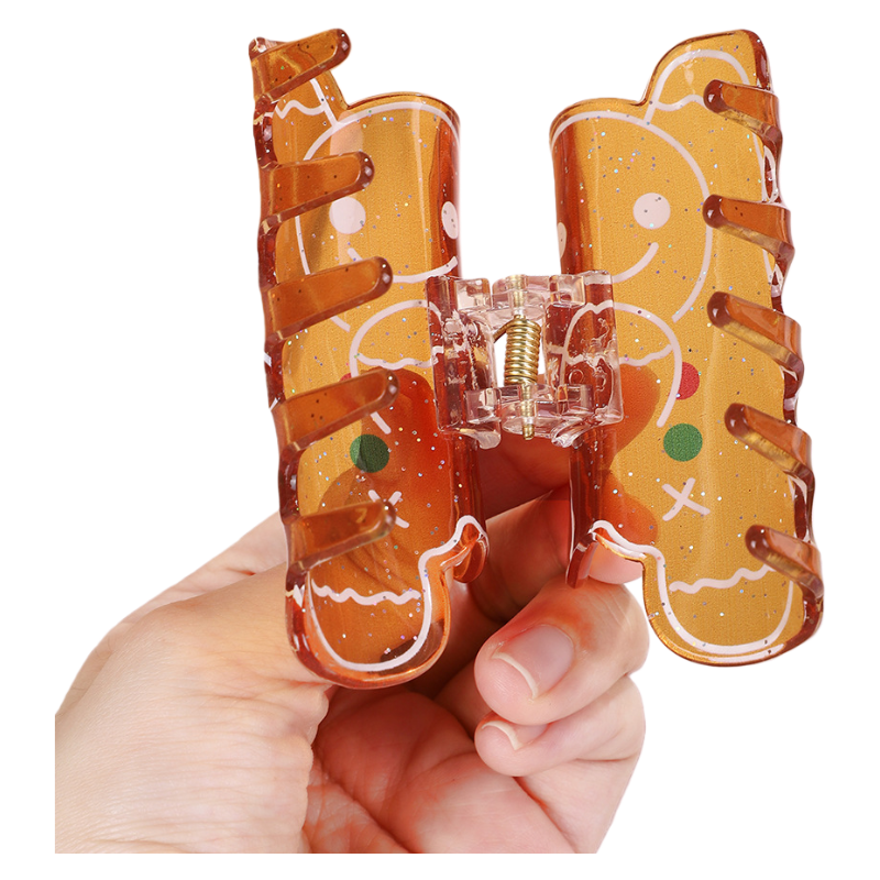 2025 Christmas Gingerbread Man Hair Claw Fun & Creative Holiday Ponytail Clip Festive Hair Accessory