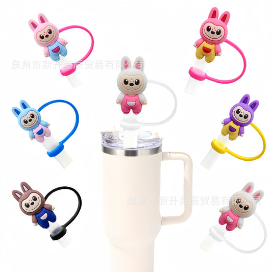 Labubu Straw Topper Fits 10mm Large Tumbler Straws Cute Reusable Dust Cap