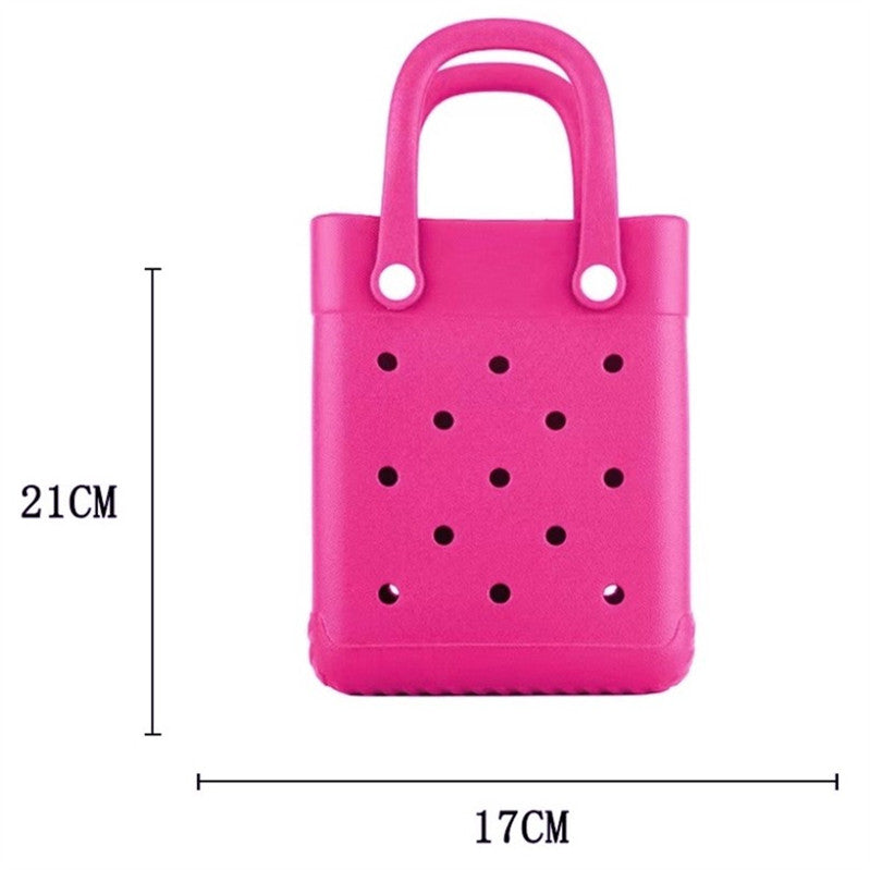EVA Small Square Beach Bag with Hole Design Handheld Tote