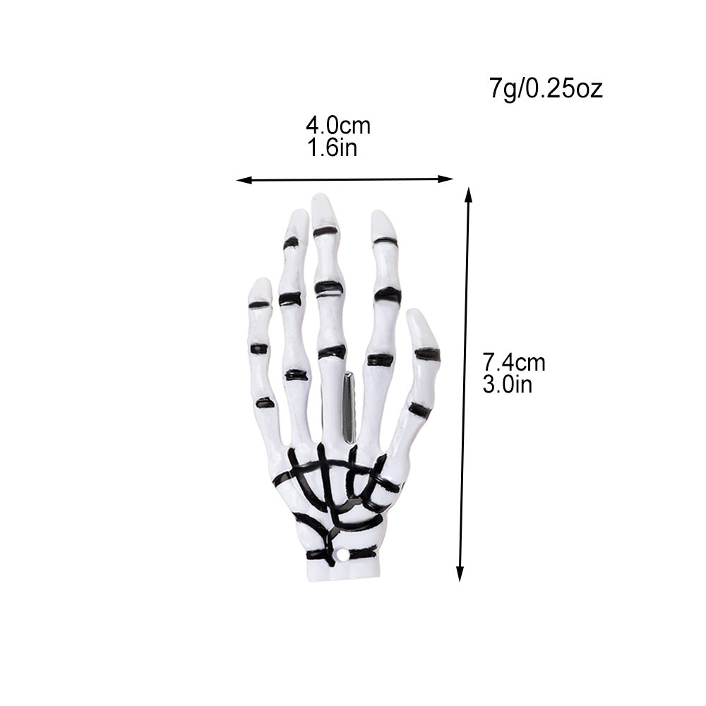 Halloween Skeleton Hand Hair Clip, Fun Spooky Party Side Hairpin Holiday Accessory