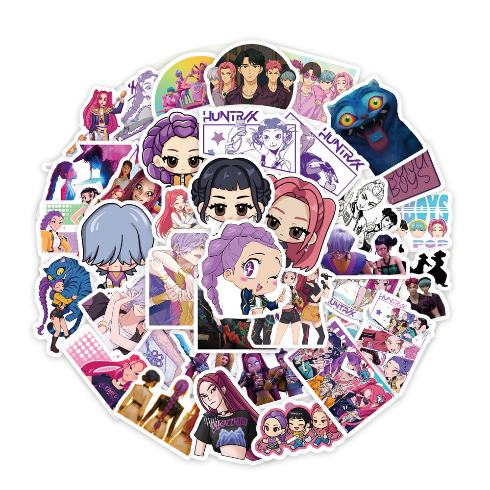 KPOP Huntrix Demon Hunter Girl & Gasha Boy Group Stickers Cartoon Character Decals DIY Scrapbooking Craft Supplies 74pcs