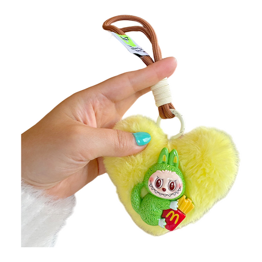 Lalububu Plush Keychain Heart-Shape Bag & Car Key Accessory 3 Colors
