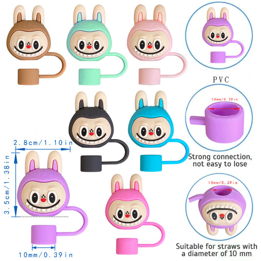 Labubu Straw Topper Fits 10mm Large Tumbler Straws Cute Reusable Dust Cap