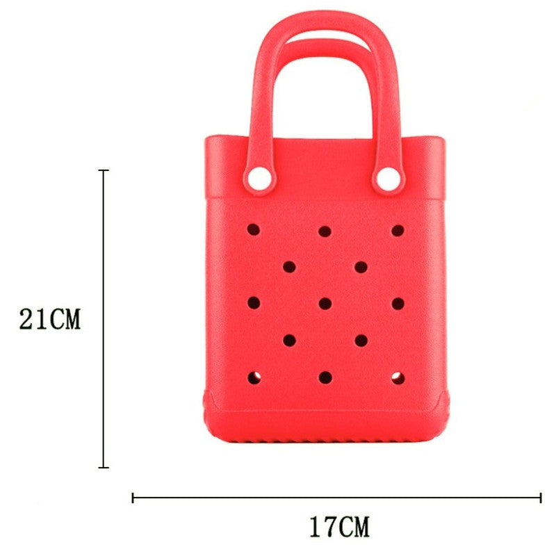 EVA Small Square Beach Bag with Hole Design Handheld Tote