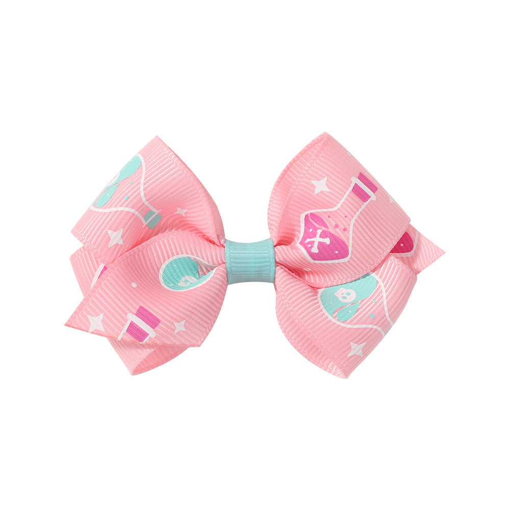 Halloween Fall Pumpkin Face Ghost Corn Spider Hair Clips Bow Hairpins Girls