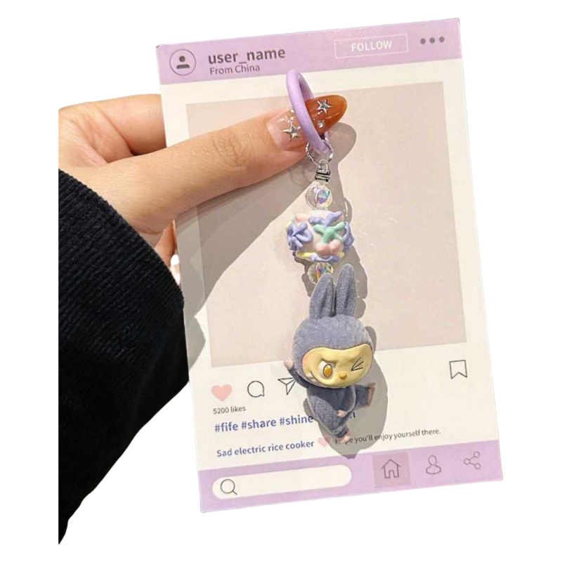 Labubu Lazy Yoga Series Plush Phone Strap – Trendy Bag & Phone Charm