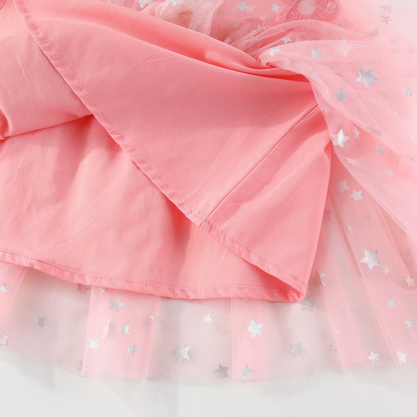 Girls Tulle Dress with 3D Flowers Layered Simple 3 Colors