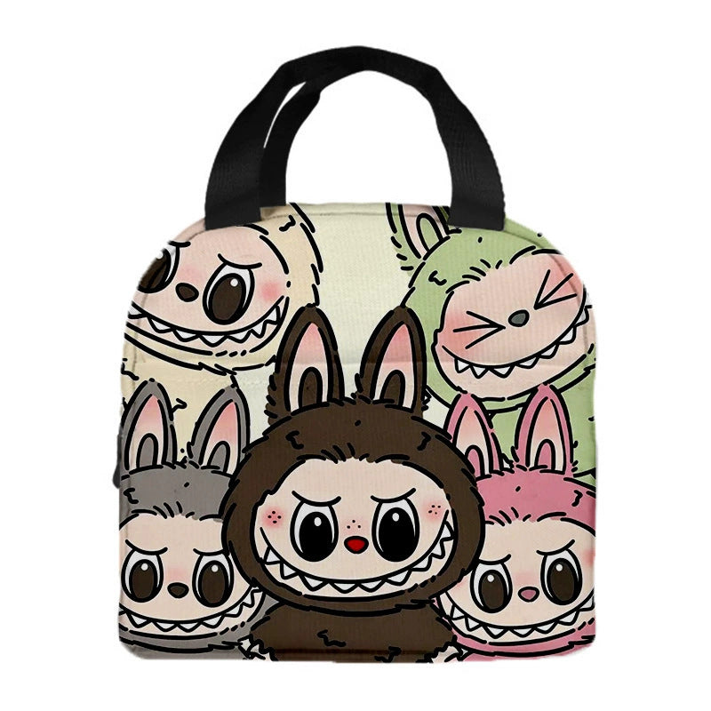 Labubu Cartoon Lunch Bag Insulated Bento Box Tote for Kids