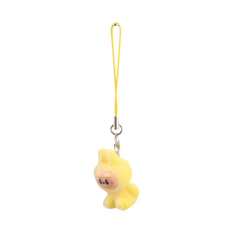 Flocked Labubu Keychain Plushie Bag Charm Gift Keyring for Purse & Backpack