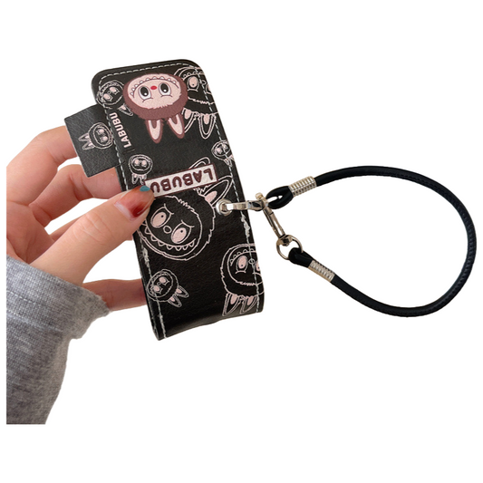 Leather Labubu AirPods Case with Lanyard Protective Cover Apple Wireless Bluetooth Earbuds