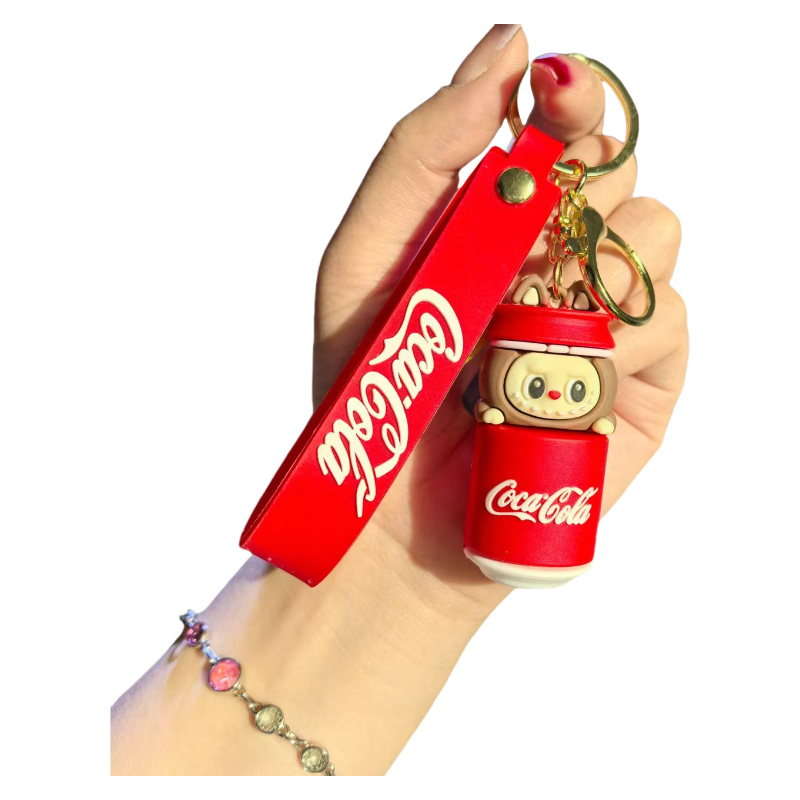 Labubu Cola Shape Silicone Keychain With Various Character Designs