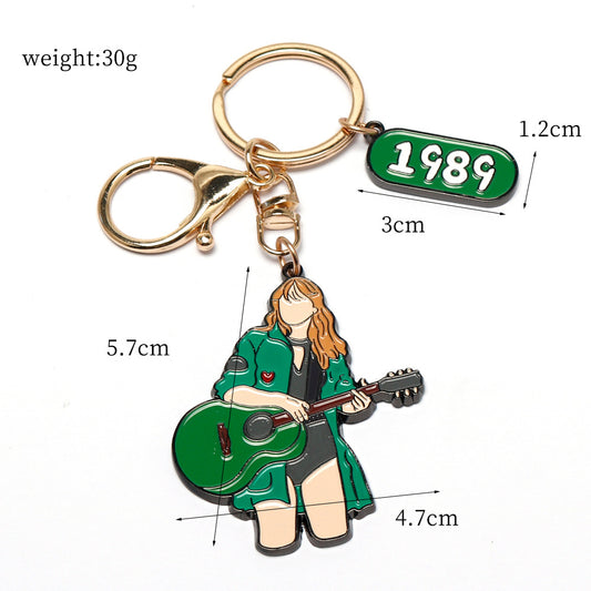 Taylor Swift Inspired Guitar Keychain Alloy Pendant, Album Merchandise Gift for Swifties