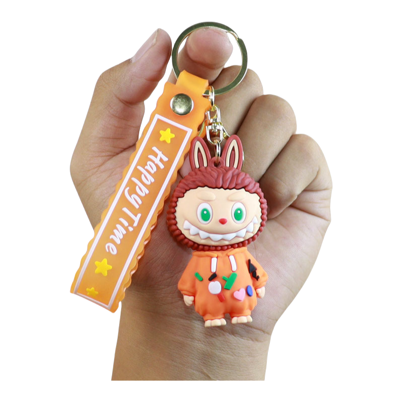 Labubu Pajamas Silicone Keychain With Various Character Designs