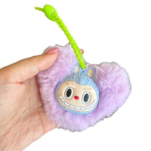 Lalububu Plush Keychain Heart-Shape Bag & Car Key Accessory