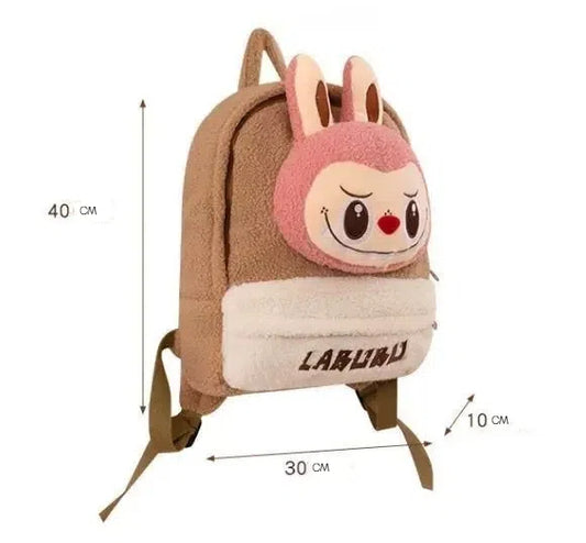 Labubu Soft Plush Fleece Backpack Cute Character Doll School Bag