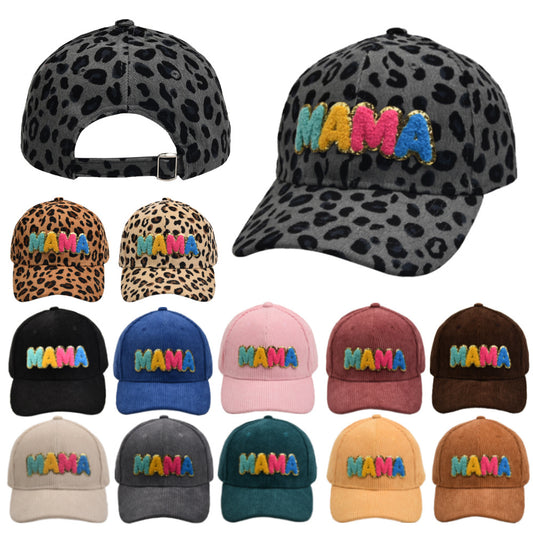 Lady Embroidery Corduroy MAMA Chenille Patches Baseball Cap