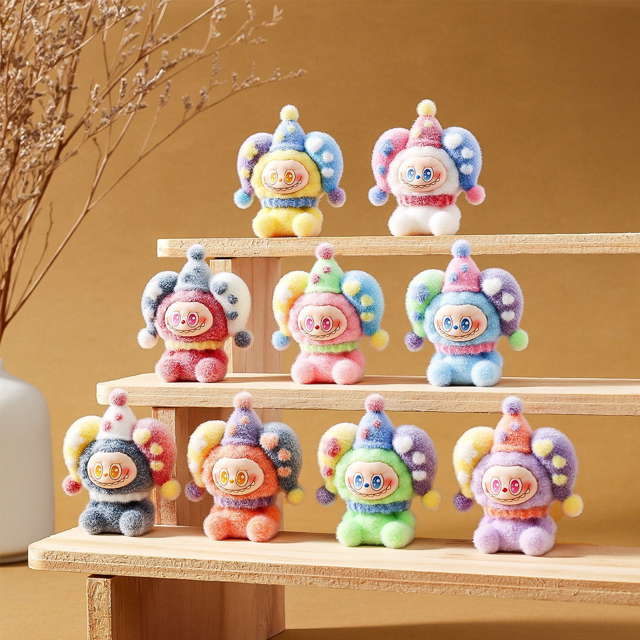 Labubu Flocked Mini Figurine Cute Collectible Desk & Car Decoration Toy