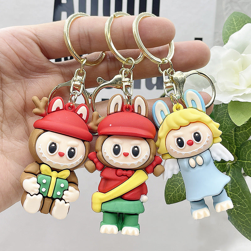 Labubu Christmas 2025 Santa Claus Silicone Keychain With Various Character Designs