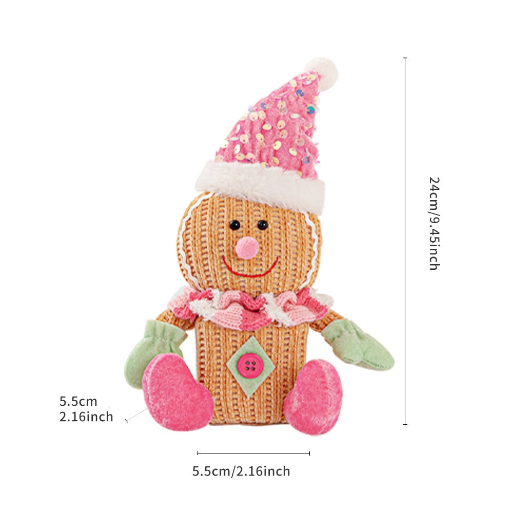 Christmas 2025 Gingerbread Man Figurine Square Ornament, Kids Gift Party Tabletop Decoration