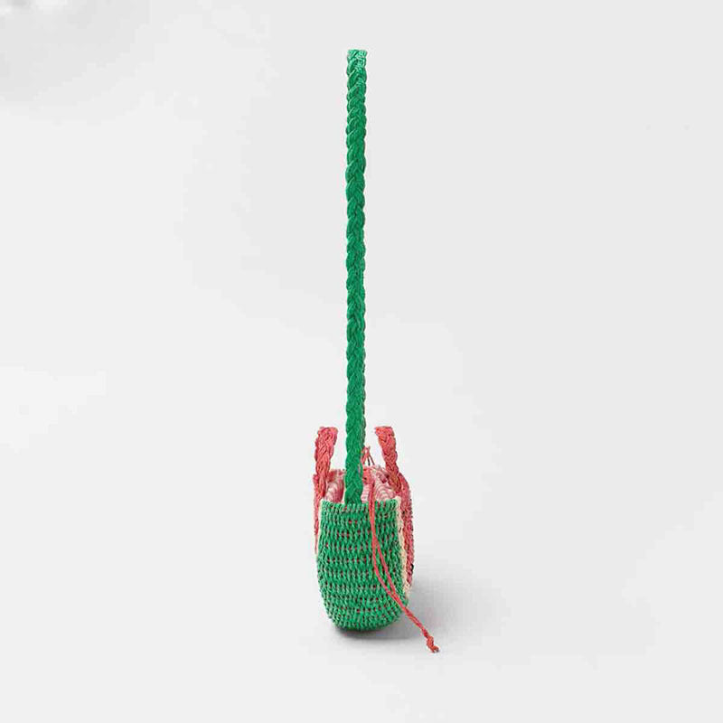 Embroidered Watermelon Straw Crossbody Beach Bag for Vacation