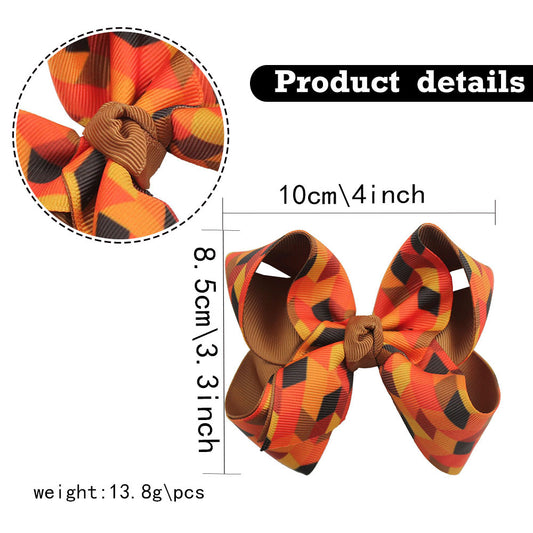Halloween Fall Pumpkin Face Ghost Corn Plaid Hair Clips Bow Hairpins Girls