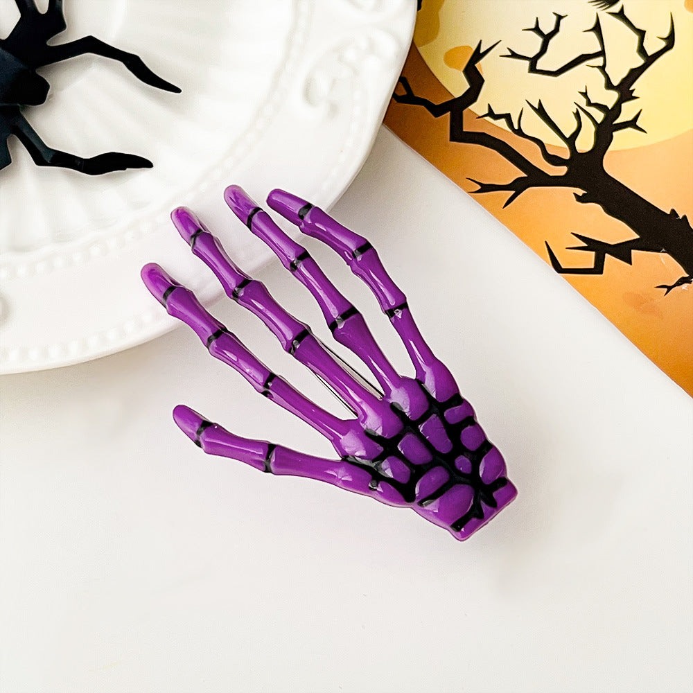 Halloween Skeleton Hand Hair Clip, Fun Spooky Party Side Hairpin Holiday Accessory