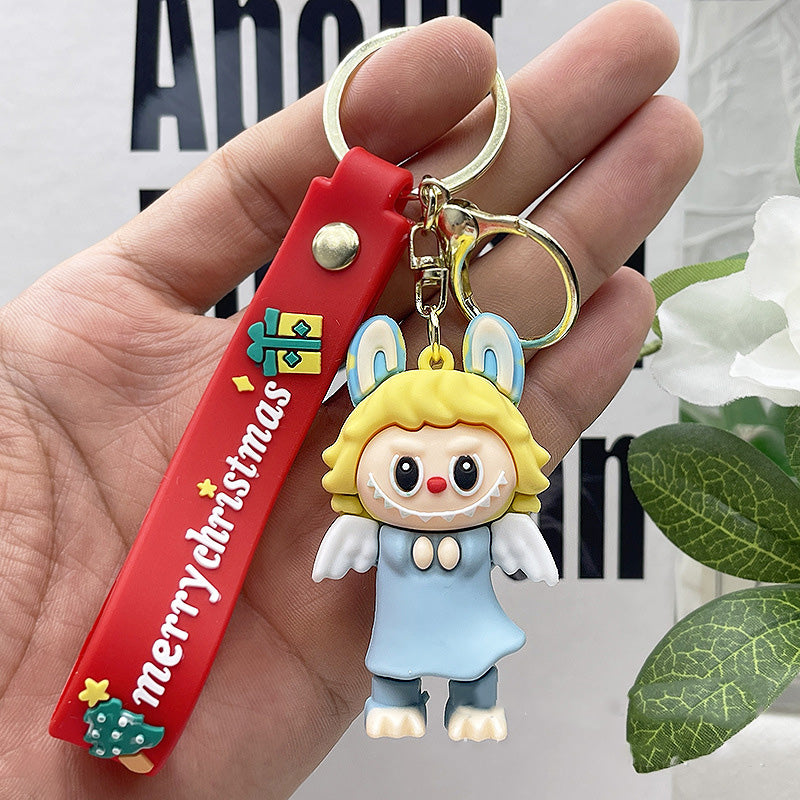 Labubu Christmas Santa Claus Silicone Keychain With Various Character Designs