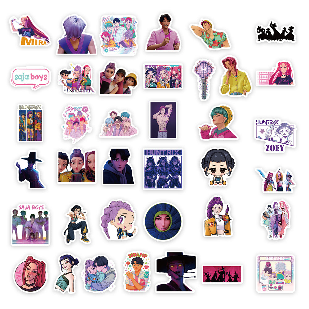 KPOP Huntrix Demon Hunter Girl & Gasha Boy Group Stickers Cartoon Character Decals DIY Scrapbooking Craft Supplies 74pcs