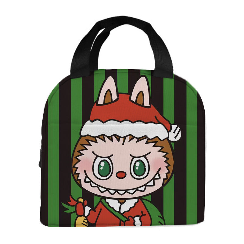 Labubu Christmas 2025 Cartoon Lunch Bag Insulated Bento Box Tote for Kids Adult