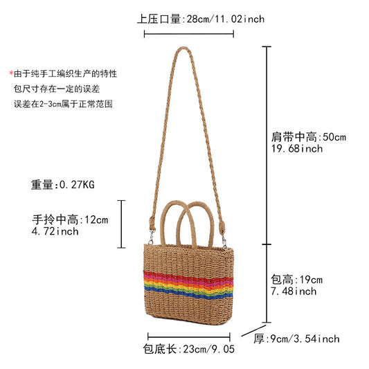 Rainbow Colorblock Woven Crossbody Bag for Women & Girls