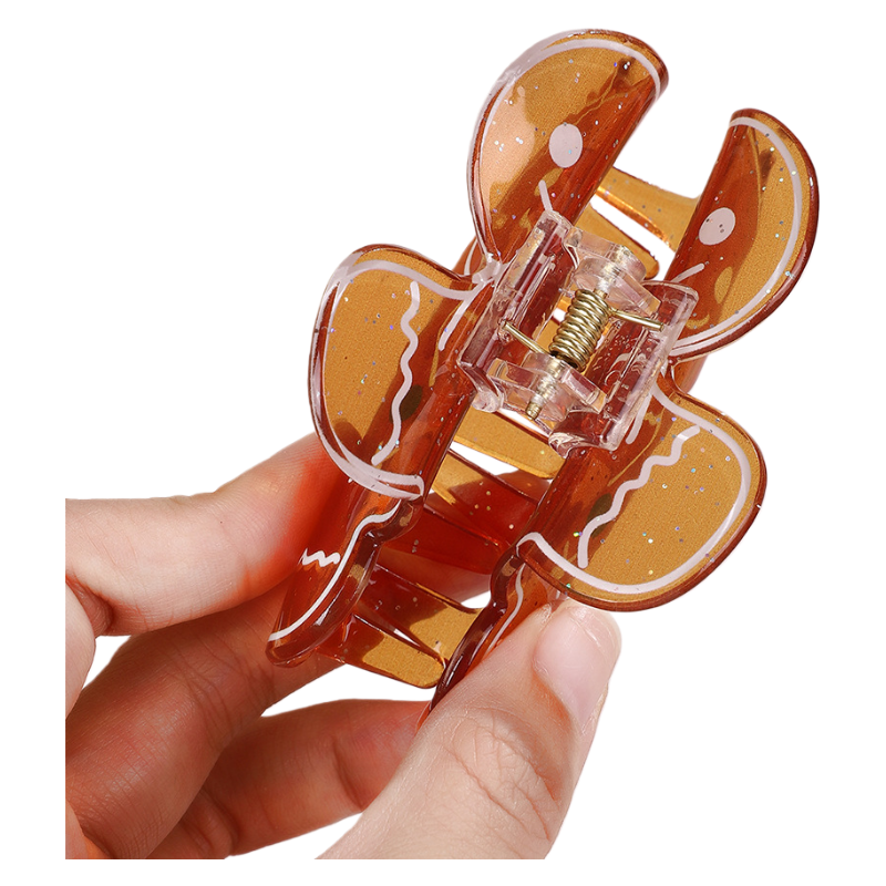 2025 Christmas Gingerbread Man Hair Claw Fun & Creative Holiday Ponytail Clip Festive Hair Accessory