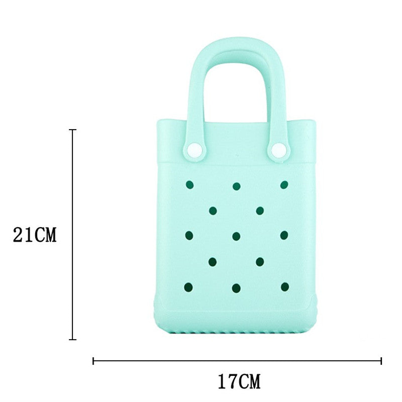 EVA Small Square Beach Bag with Hole Design Handheld Tote