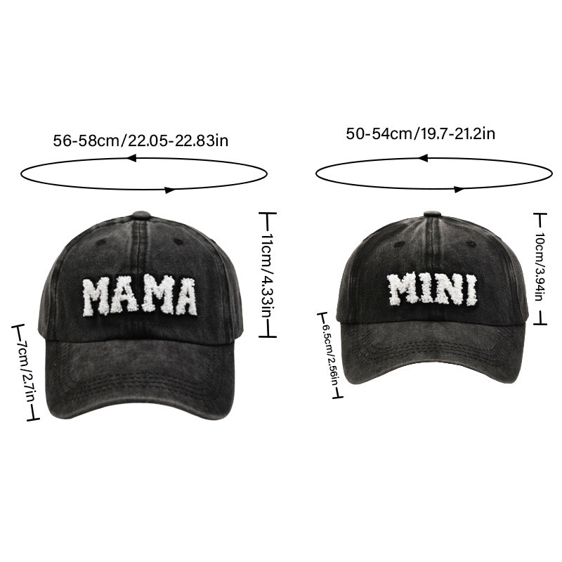 Towel Embroidery MAMA MINI Solid Color Parent Child Cap