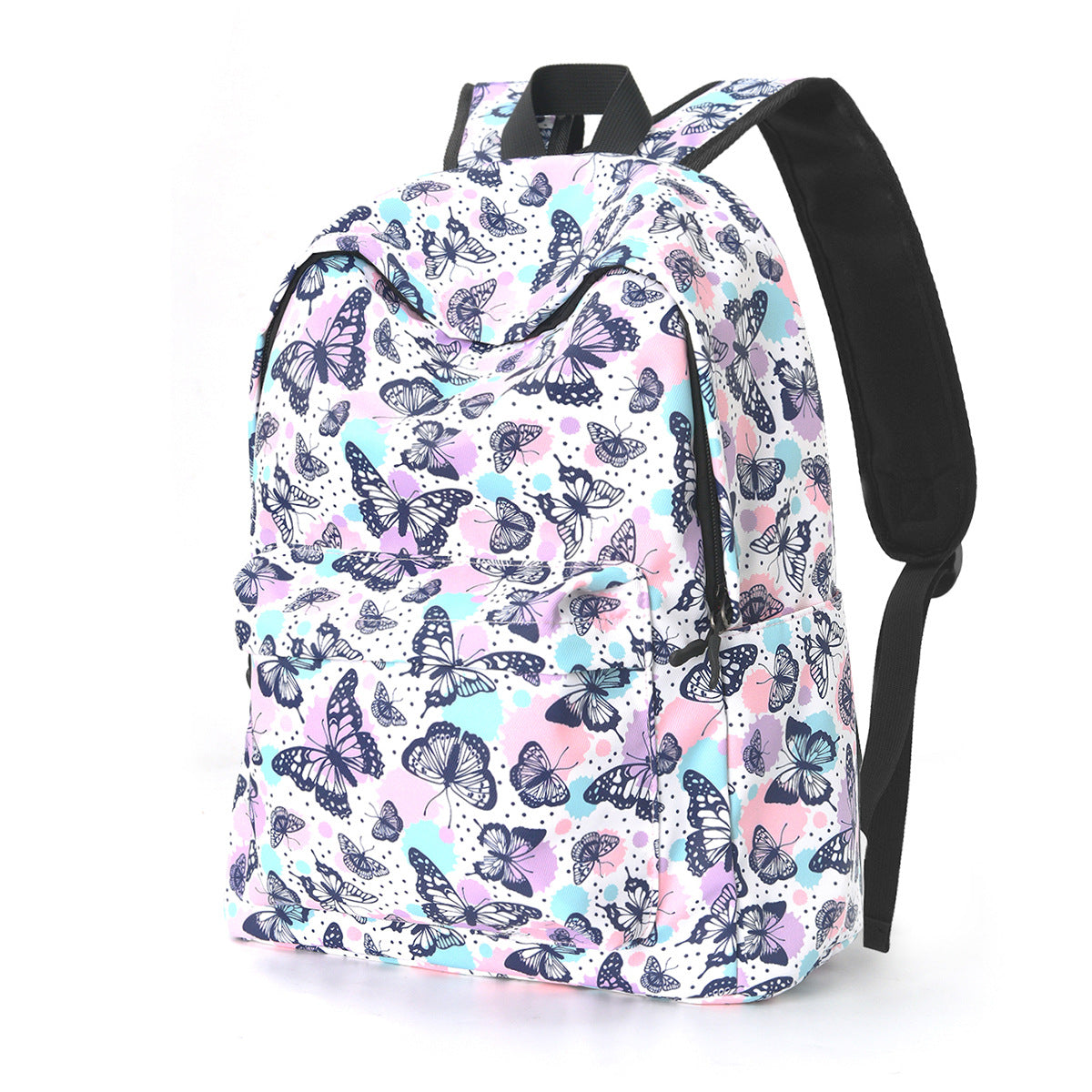 Kids' Printed Backpack: Strawberry Rainbow Butterfly Design