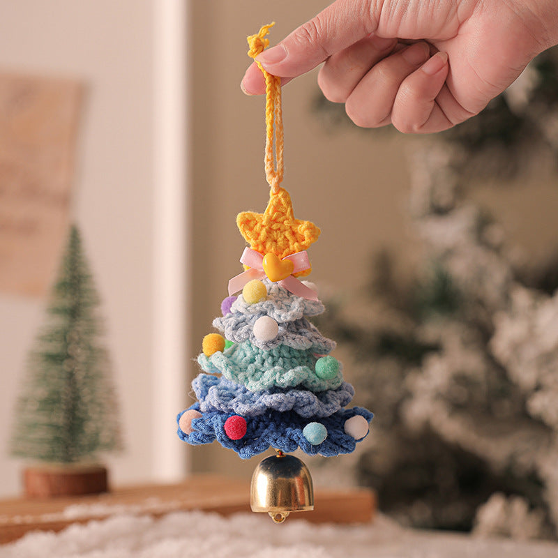 Plush Christmas Bell Ornaments Crochet Christmas Tree Mini Decor & Car Hanging
