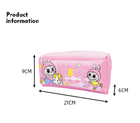 New Cartoon Labubu Pencil Case, Large Capacity Oxford Cloth Stationery Bag for Students